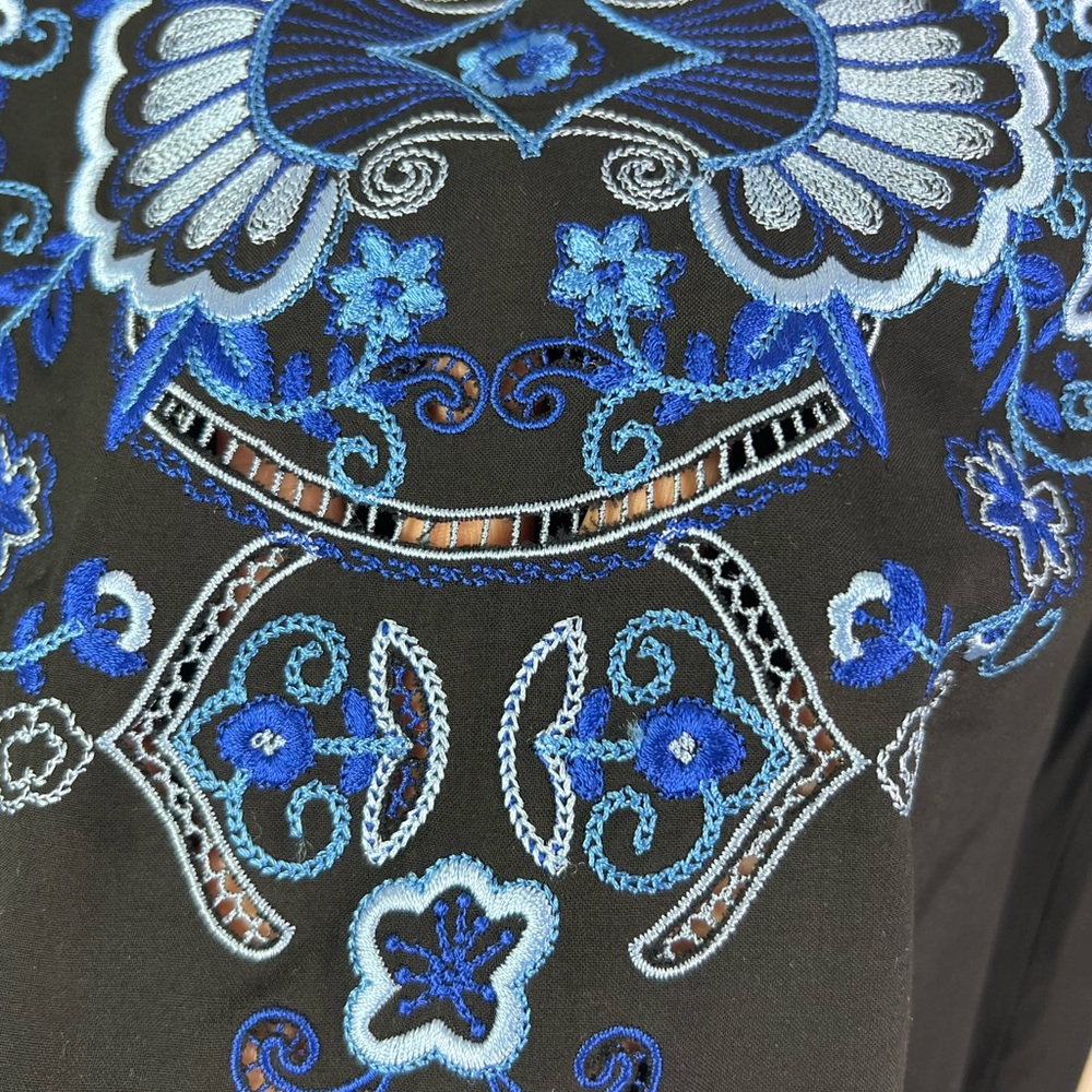 Embroidered long Sleeve peasant tie blouse - Picture 9 of 13